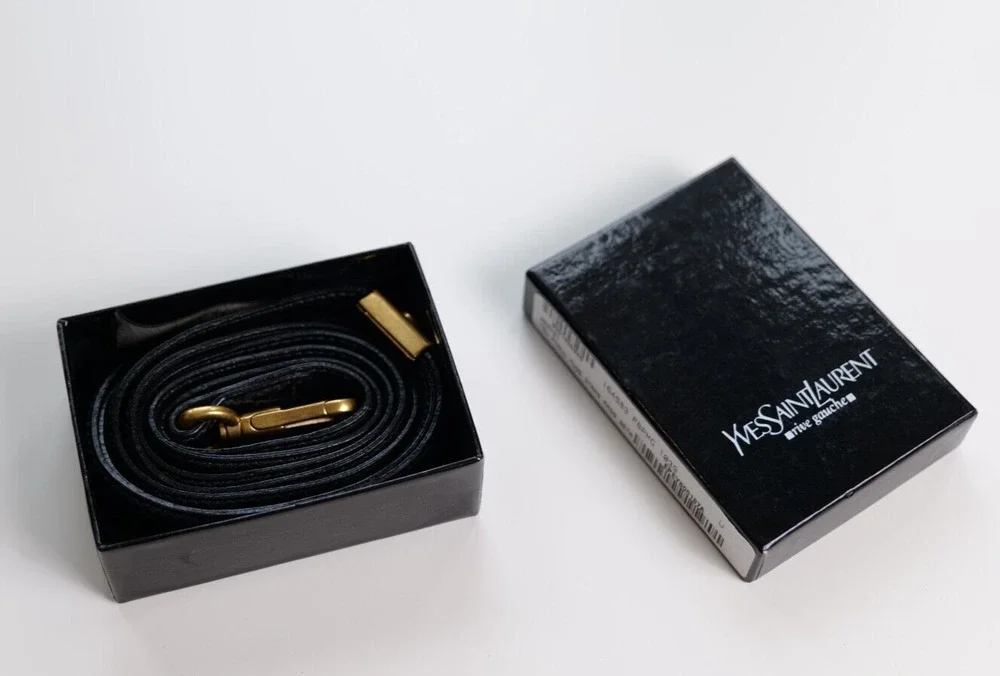 Yves Saint Laurent (YSL) Vintage Black Leather Dog Leash